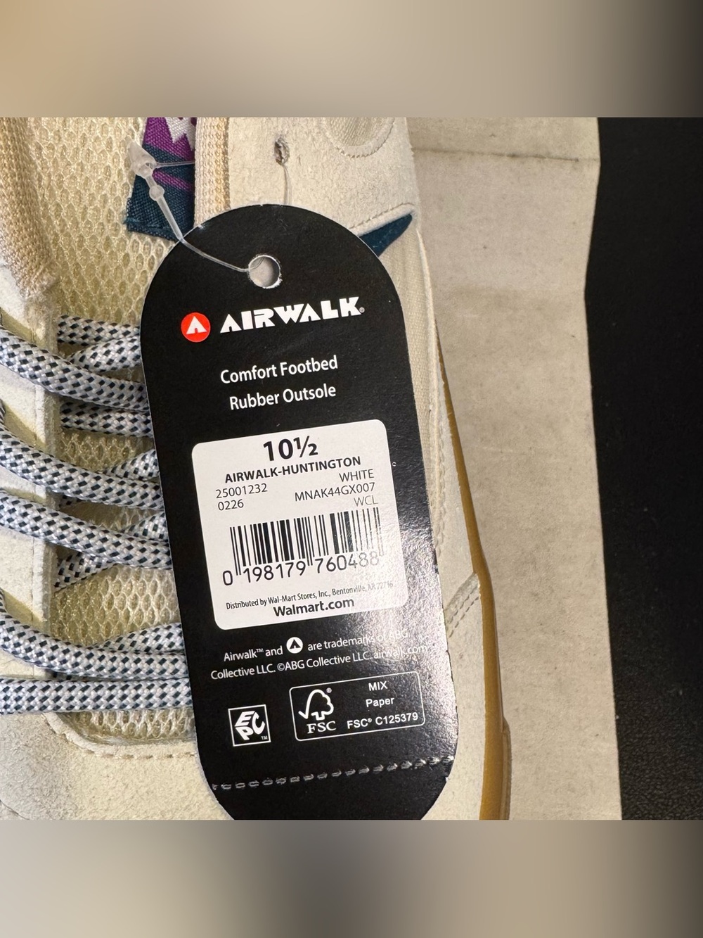 Airwalk Men's White Canvas Low-Top Sneakers with Gum Sole size 10.5, NWT - Picture 5 of 6